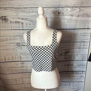 SO Black and White Checkered Tank Top size large